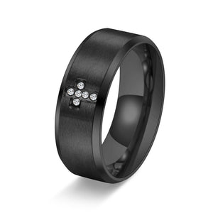 Minimalist Wide Brushed Cross Ring