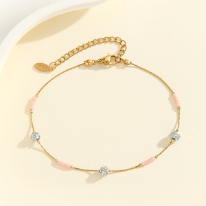 Dainty Boho Bead Charm Anklet