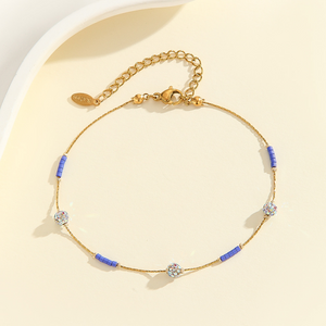 Dainty Boho Bead Charm Anklet