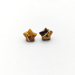 Natural Crystal Stone Star Wire Stud Earrings