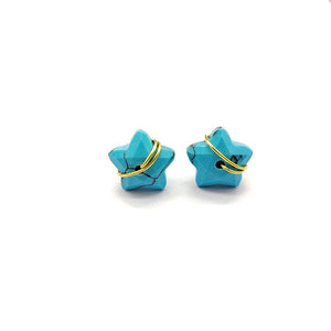 Natural Crystal Stone Star Wire Stud Earrings