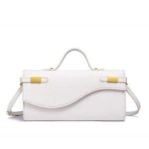 Wave Flap Crossgrain Leather Clutch Handbag