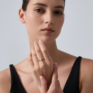 Oval Opal Cabochon Olive Leaf Stacking Ring