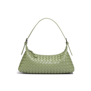 Woven Leather Baguette Shoulder Handbag