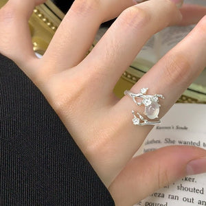 Agate Cherry Blossom Branch Adjustable Ring - Perimade & Co.