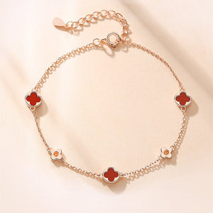 Agate Four Leaf Clover Charm Bracelet - Perimade & Co.
