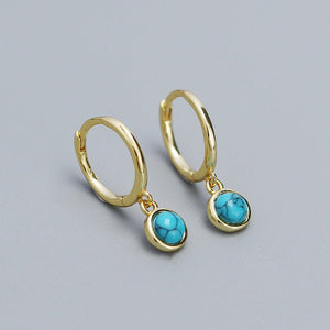 Agate Moonstone Turquoise Drop Hoop Earrings - Perimade & Co.