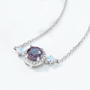 Alexandrite Halo White Opal Choker Necklace - Perimade & Co.