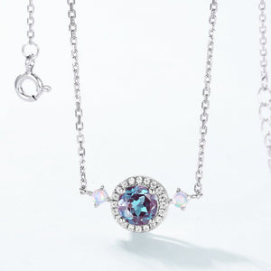 Alexandrite Halo White Opal Choker Necklace - Perimade & Co.