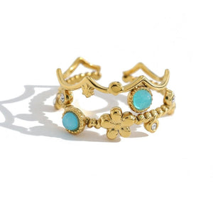 Amazonite Flower Crown Double Layered Ring - Perimade & Co.