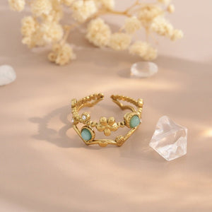 Amazonite Flower Crown Double Layered Ring - Perimade & Co.