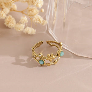 Amazonite Flower Crown Double Layered Ring - Perimade & Co.