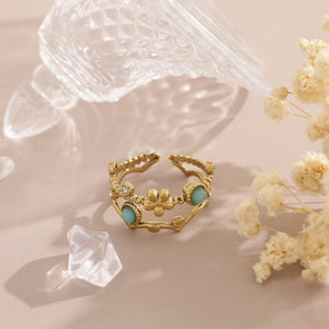 Amazonite Flower Crown Double Layered Ring - Perimade & Co.