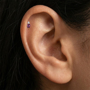 Amethyst Pear Crystal Cartilage Stud Earrings - Perimade & Co.