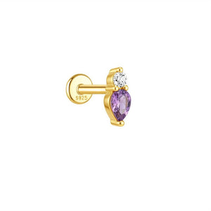 Amethyst Pear Crystal Cartilage Stud Earrings - Perimade & Co.