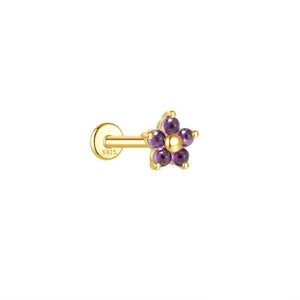 Amethyst Small Flower Cartilage Stud Earrings - Perimade & Co.