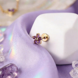 Amethyst Small Flower Cartilage Stud Earrings - Perimade & Co.