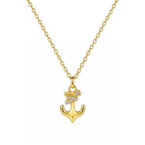 Anchor Wrap Rope Pave CZ Pendant Necklace - Perimade & Co.