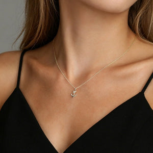 Anchor Wrap Rope Pave CZ Pendant Necklace - Perimade & Co.