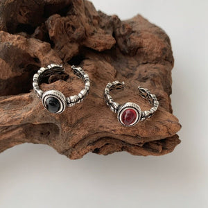 Antiqued Silver Oxidized Oval Gemstone Ring - Perimade & Co.