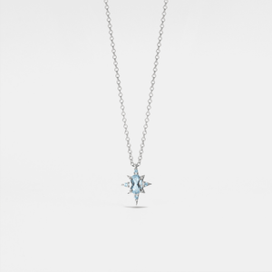 Aquamarine Oval CZ Star Pendant Necklace - Perimade & Co.