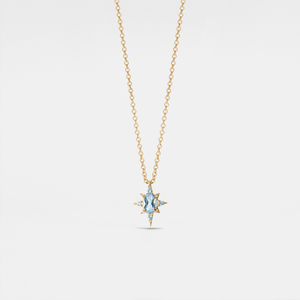 Aquamarine Oval CZ Star Pendant Necklace - Perimade & Co.