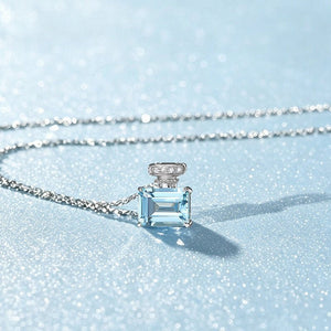 Aquamarine Perfume Bottle Pendant Necklace - Perimade & Co.