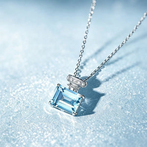 Aquamarine Perfume Bottle Pendant Necklace - Perimade & Co.