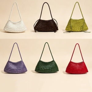 Artisanal Weave Leather Shoulder Handbag - Perimade & Co.