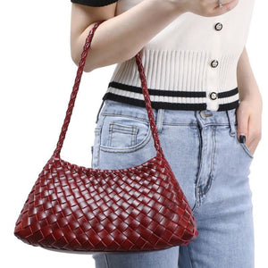 Artisanal Weave Leather Shoulder Handbag - Perimade & Co.