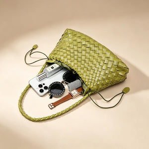 Artisanal Weave Leather Shoulder Handbag - Perimade & Co.