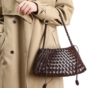 Artisanal Weave Leather Shoulder Handbag - Perimade & Co.