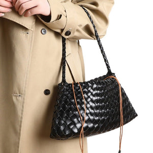 Artisanal Weave Leather Shoulder Handbag - Perimade & Co.