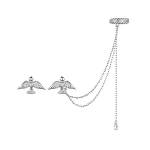 Asymmetric Bird Chain Ear Cuff Stud Earrings - Perimade & Co.