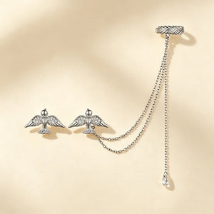 Asymmetric Bird Chain Ear Cuff Stud Earrings - Perimade & Co.