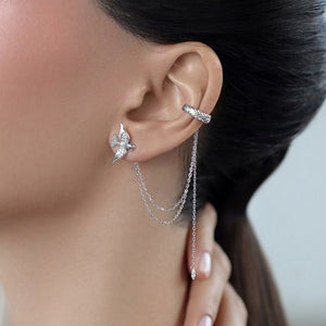 Asymmetric Bird Chain Ear Cuff Stud Earrings - Perimade & Co.