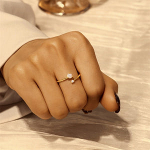 Asymmetric Double Opal Stackable Open Ring - Perimade & Co.