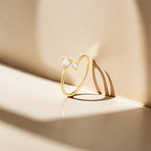 Asymmetric Double Opal Stackable Open Ring - Perimade & Co.