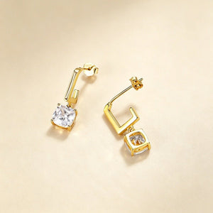 Asymmetric J-Hoop Cushion CZ Drop Earrings - Perimade & Co.