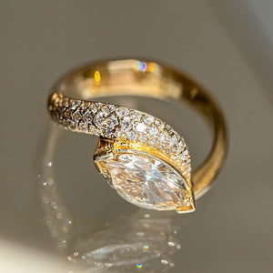 Asymmetric Marquise Bypass Cocktail Ring - Perimade & Co.