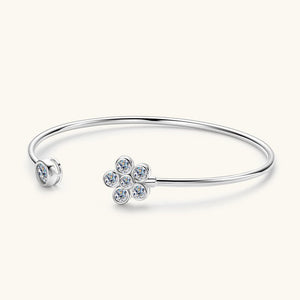 Asymmetric Moissanite Flower Cuff Bracelet - Perimade & Co.
