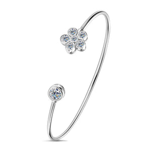 Asymmetric Moissanite Flower Cuff Bracelet - Perimade & Co.