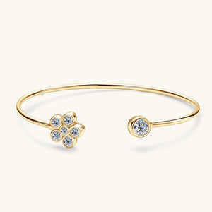 Asymmetric Moissanite Flower Cuff Bracelet - Perimade & Co.