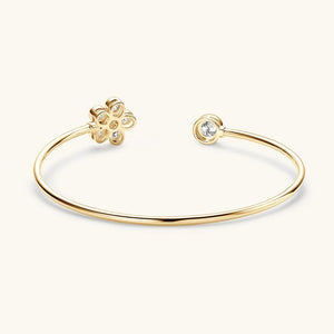 Asymmetric Moissanite Flower Cuff Bracelet - Perimade & Co.