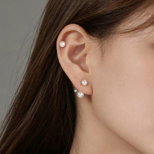 Asymmetric Pearl Crystal Ear Jacket Earrings - Perimade & Co.