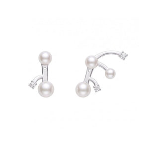 Asymmetric Pearl Crystal Ear Jacket Earrings - Perimade & Co.