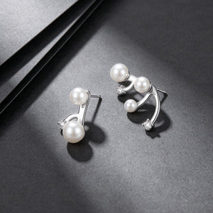 Asymmetric Pearl Crystal Ear Jacket Earrings - Perimade & Co.
