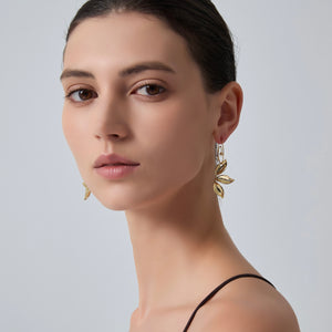Leaf Floral Statement Dangle Drop Earrings