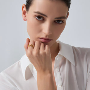 Dainty Gold Bead Fidget Spinner Ring