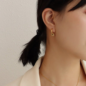 Baguette Barrel Cylinder Drop Hoop Earrings - Perimade & Co.